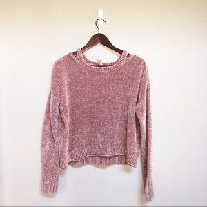 Mudd Pink Ribbed Velvet Top EUC